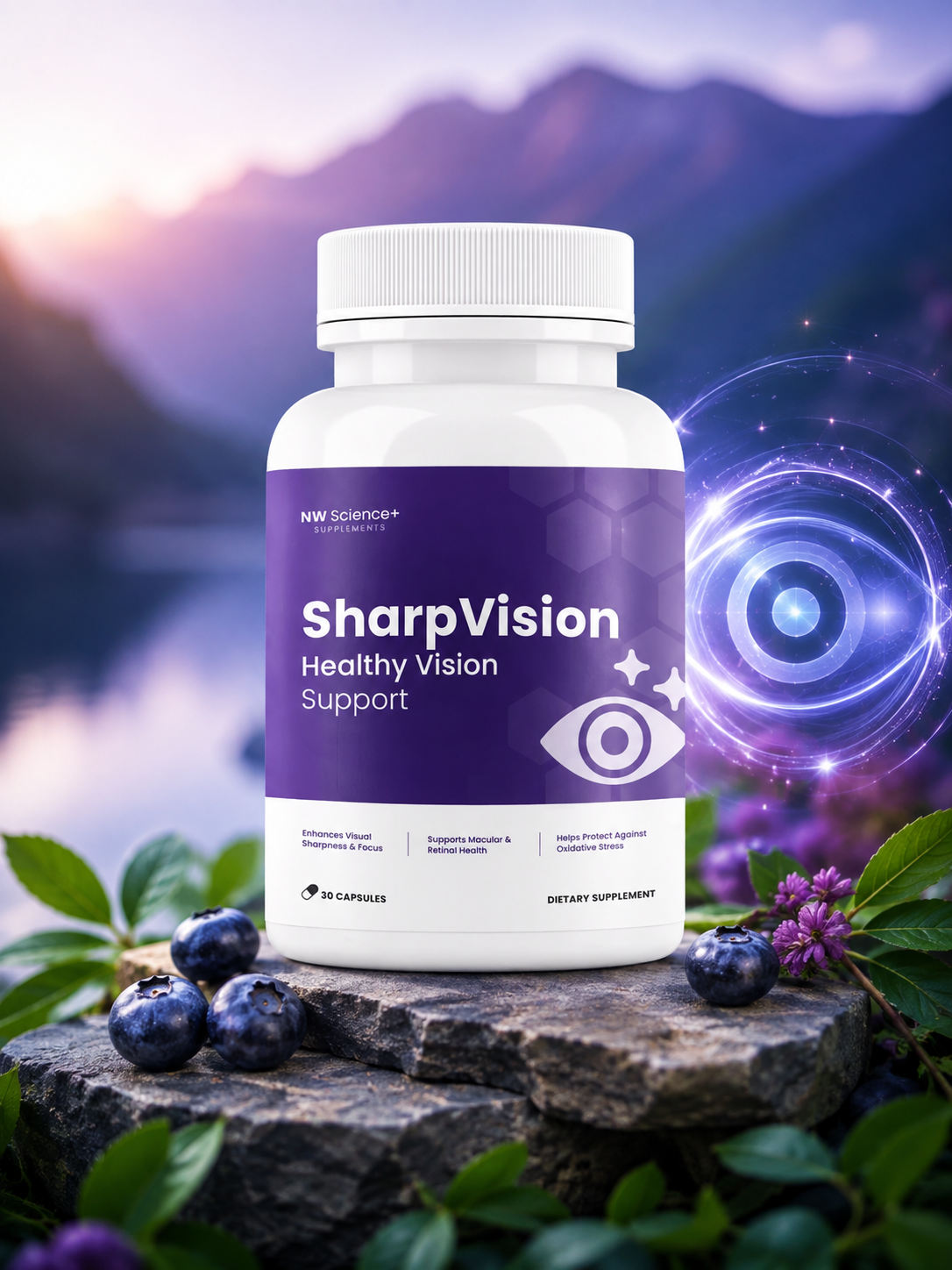 SharpVision eye health supplement bottle